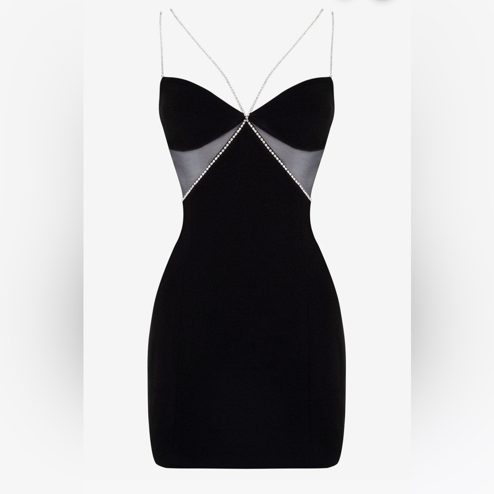 Heiress Beverly Hills Black Diamanté Strap Cutout Dress